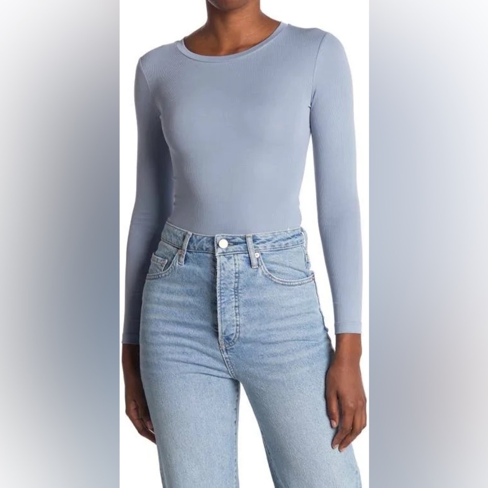 Elodie Light Blue Long Sleeve Bodysuit